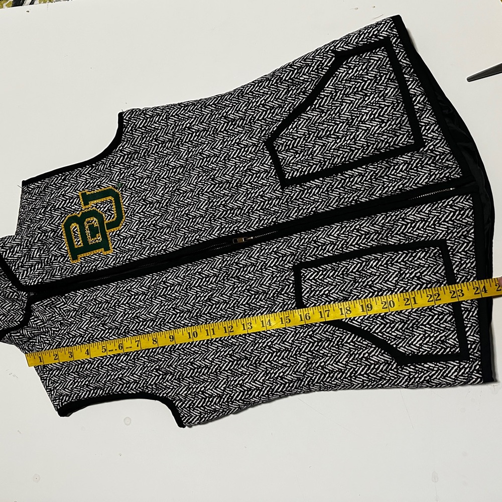 Gameday Couture Baylor Univ. Quilted Vest, black white gold sequin women's XS - Picture 7 of 12